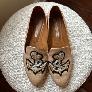 Veronica Beard Griffin Canvas Nautical / Sailor / Anchor Loafers
